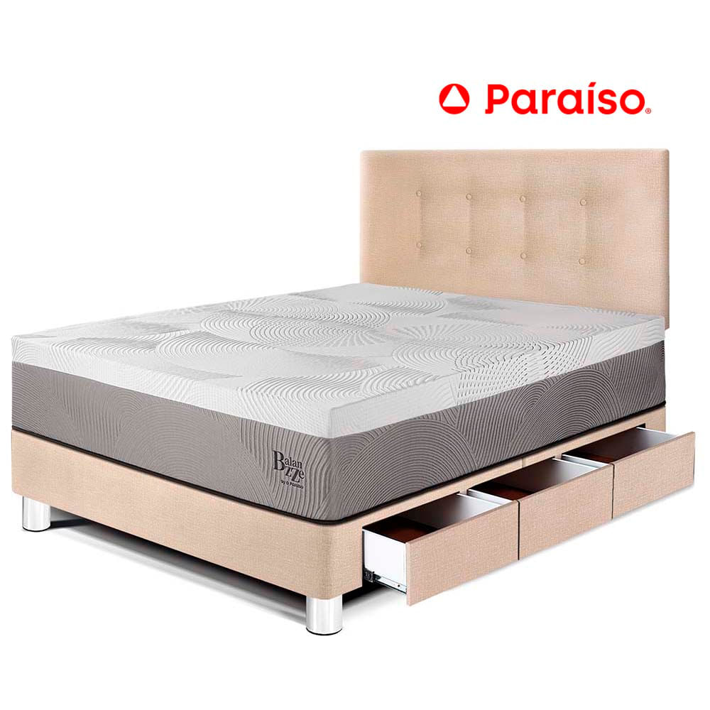 Dormitorio con Cajones Balanzze 1.5 Plazas Champagne
