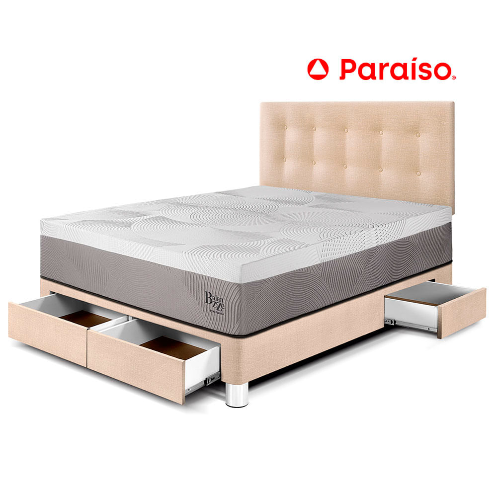 Dormitorio con Cajones Balanzze 2 Plazas Champagne
