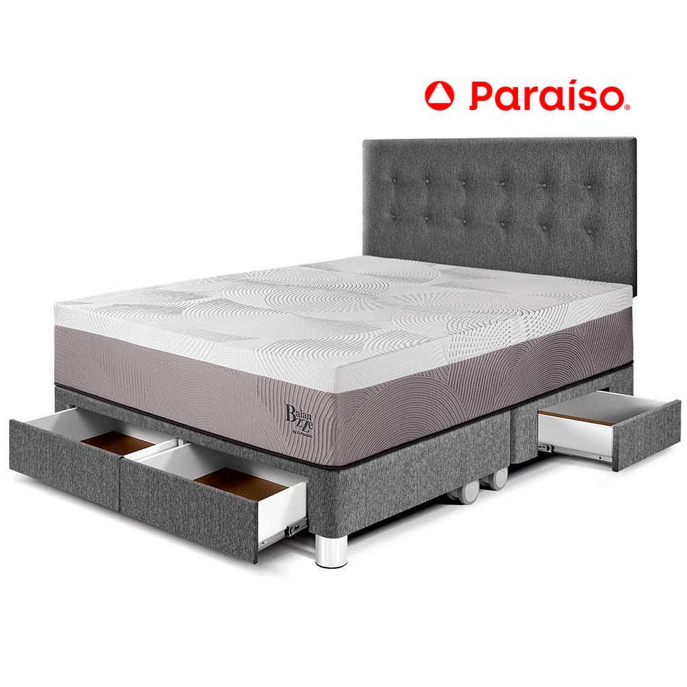 Dormitorio con Cajones Balanzze Queen Gris