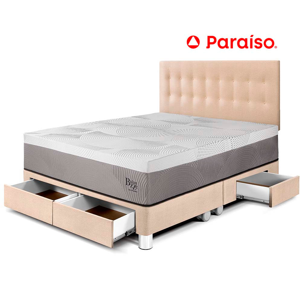 Dormitorio con Cajones Balanzze King Champagne