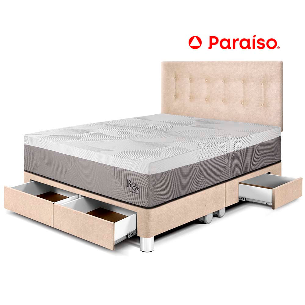 Dormitorio con Cajones Balanzze Queen Champagne