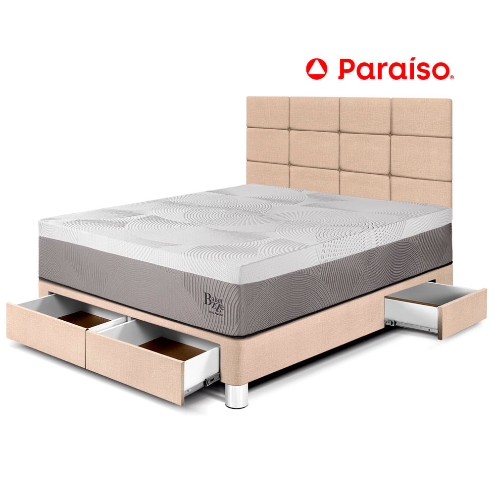 Dormitorio Royal Balanzze Cajones 2 Plazas Cabecera Blocks Champagne