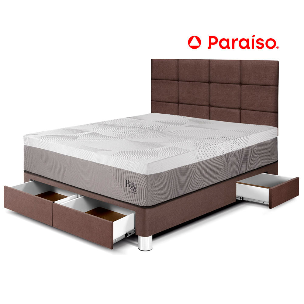 Dormitorio Royal Balanzze Cajones 2 Plazas Cabecera Blocks Chocolate