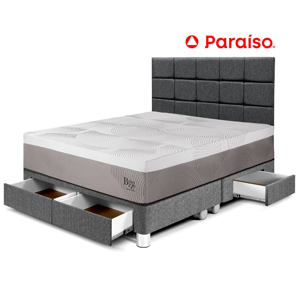 Dormitorio Royal Balanzze Cajones Queen Cabecera Blocks Gris