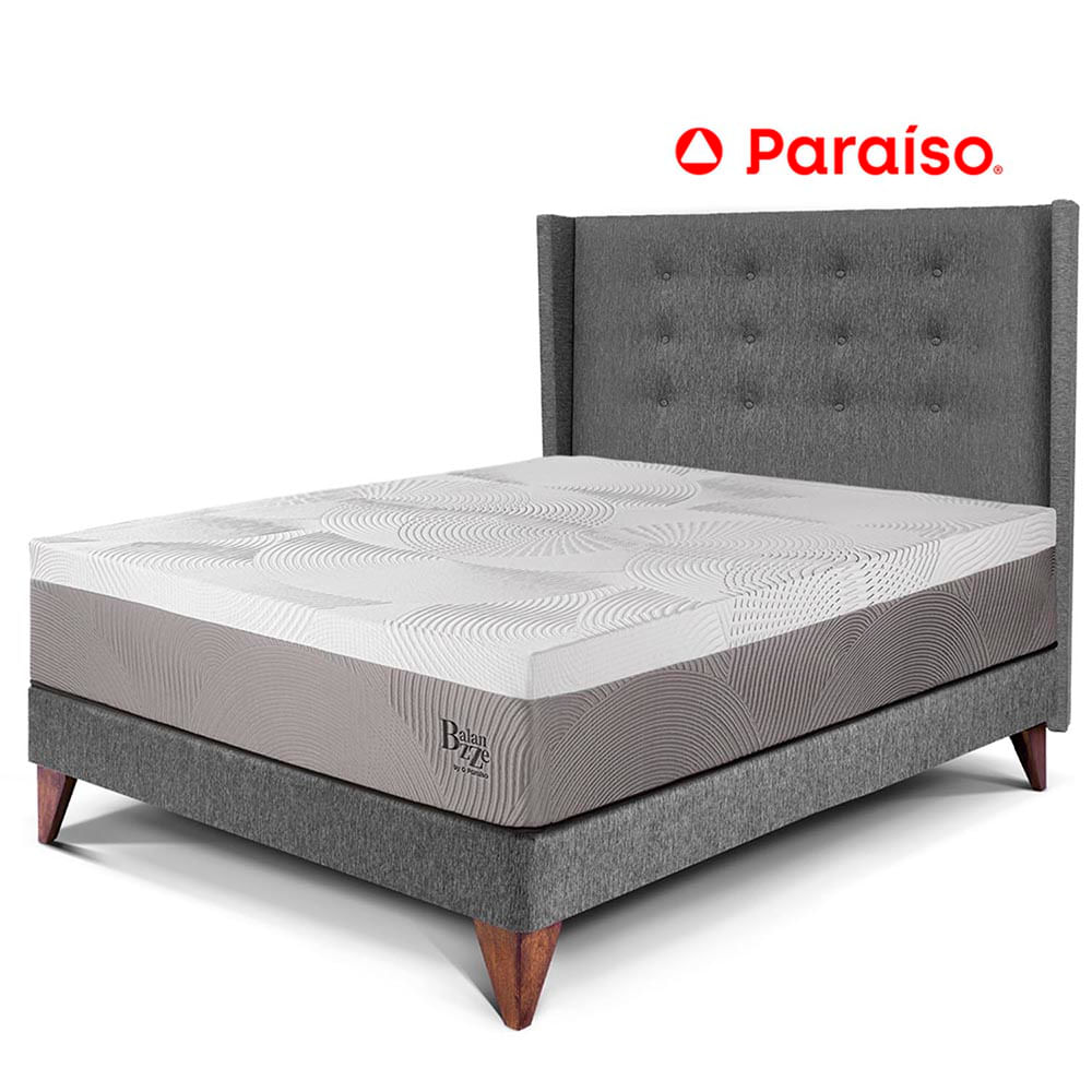 Dormitorio Europeo Royal Balanzze + Cabecera Gold 1.5 Plazas Gris
