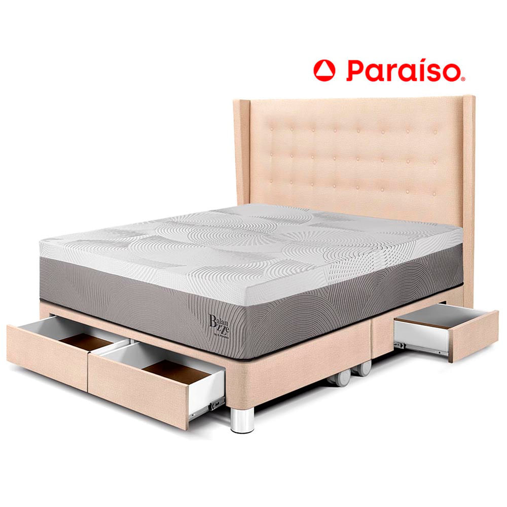 Dormitorio Royal Balanzze Con Cajones + Cabecera Gold King Champagne