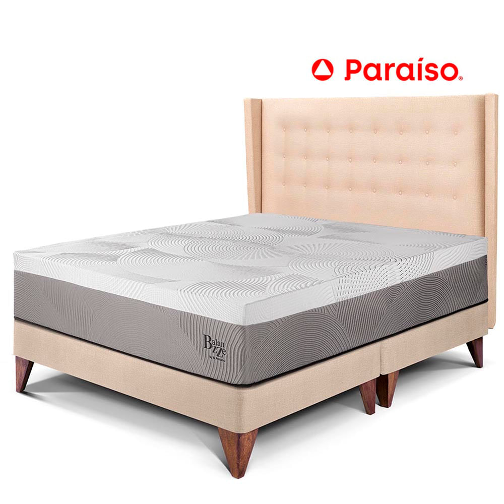 Dormitorio Europeo Royal Balanzze + Cabecera Gold King Champagne