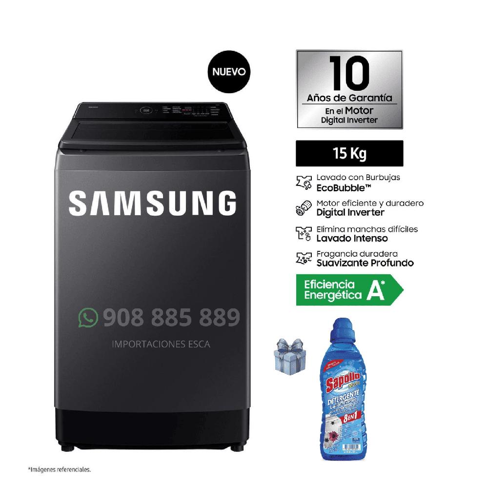 Lavadora Samsung 15 Kilos Carga Superior WA40F15E4CPE - Detergente Liquido Sapolio 1L. Modelo 2026
