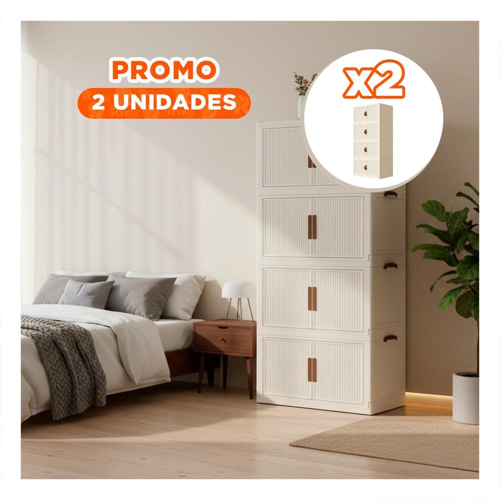 Pack2 Estante Plegable 4 Niveles Beige Organizador de Ropa y Calzado YPapel Regalo