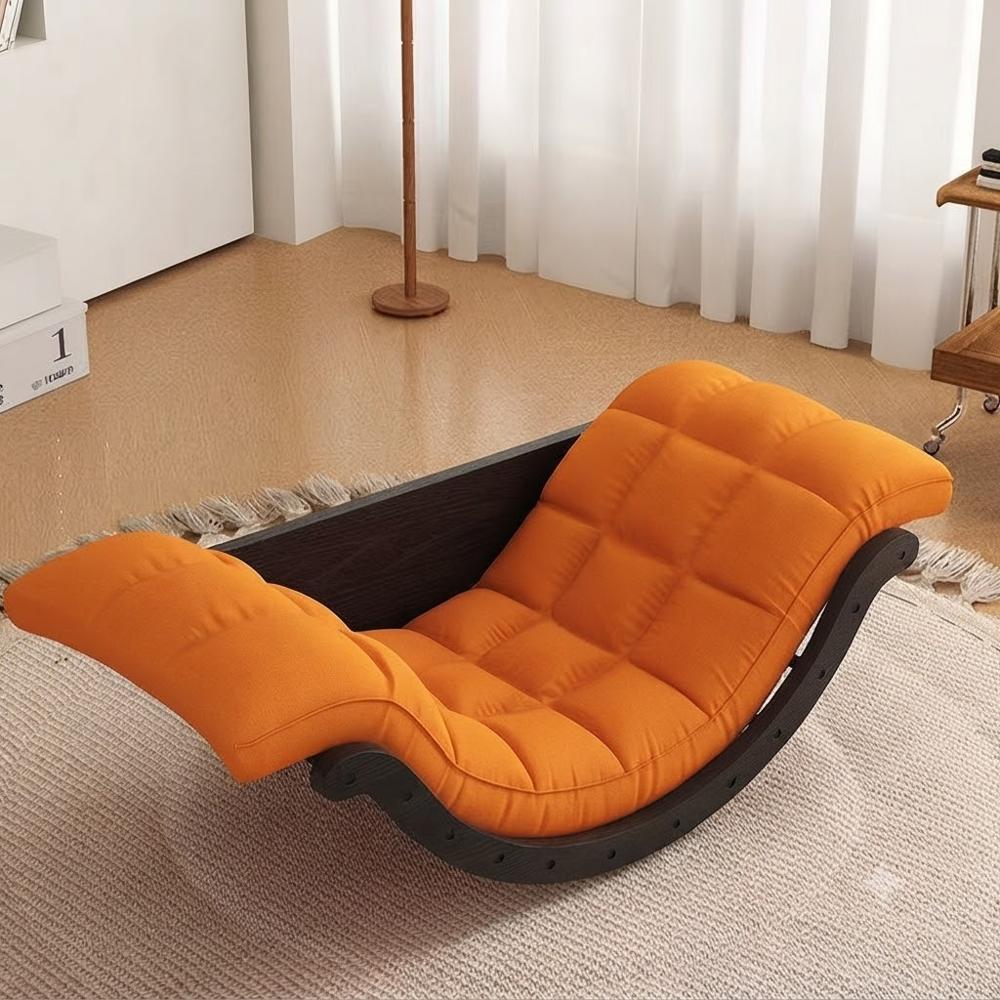 Silla Mecedora Ergonomica Tapizada Diseño Moderno Y Confortable Color Naranja Oscuro.