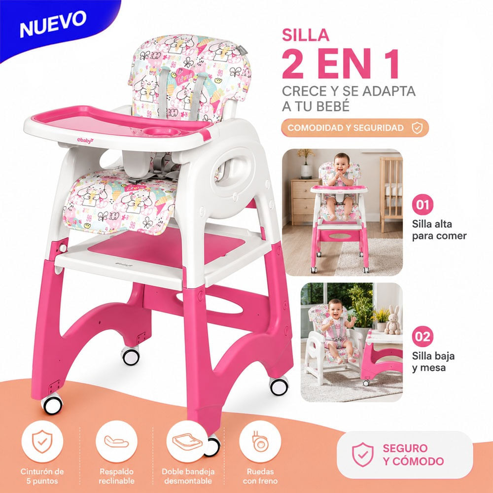 Silla de Comer Escritorio LARA EB645-1 Rosado Oscuro Conejos