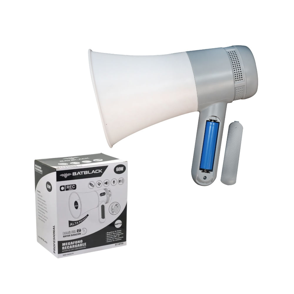 Megafono Recargable Bluetooth y USB 60W BATBLACK BT-MF60