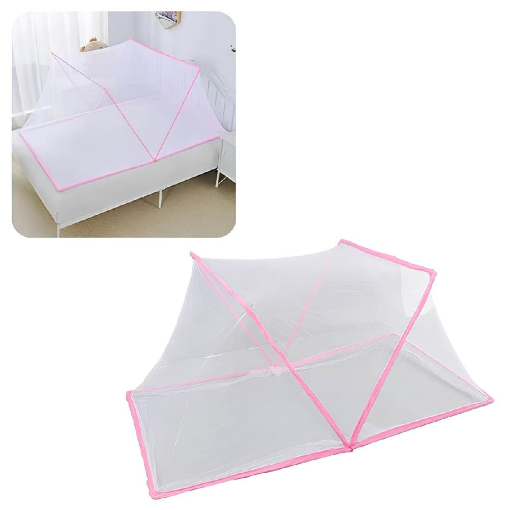 MOSQUITERO PLEGABLE PARA CAMA ROSADO PORTÁTIL CON PROTECCIÓN CONTRA MOSQUITOS E INSECTOS