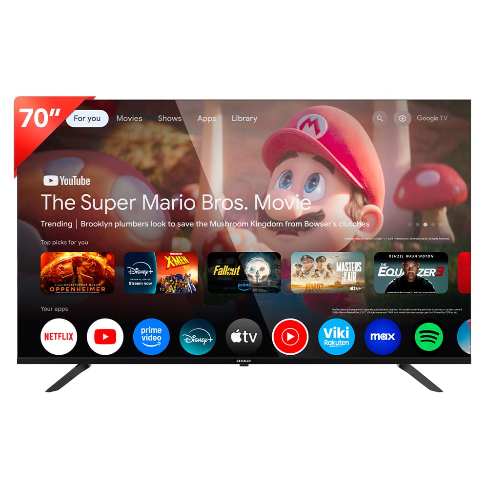 Televisor smart Aiwa 70 pulgadas 4K UHD QLED Google TV AW-70B4QFG
