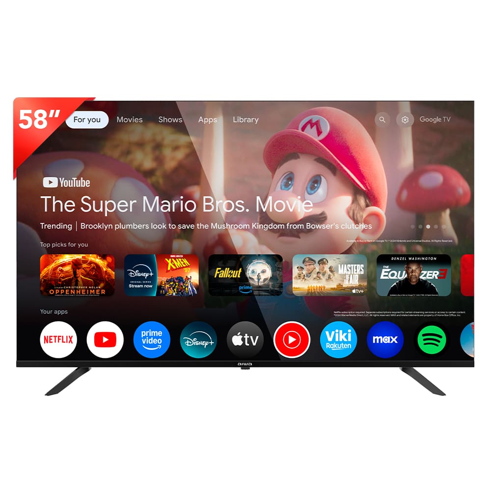 Televisor smart Aiwa 58 pulgadas 4K UHD QLED Google TV AW-58B2Q