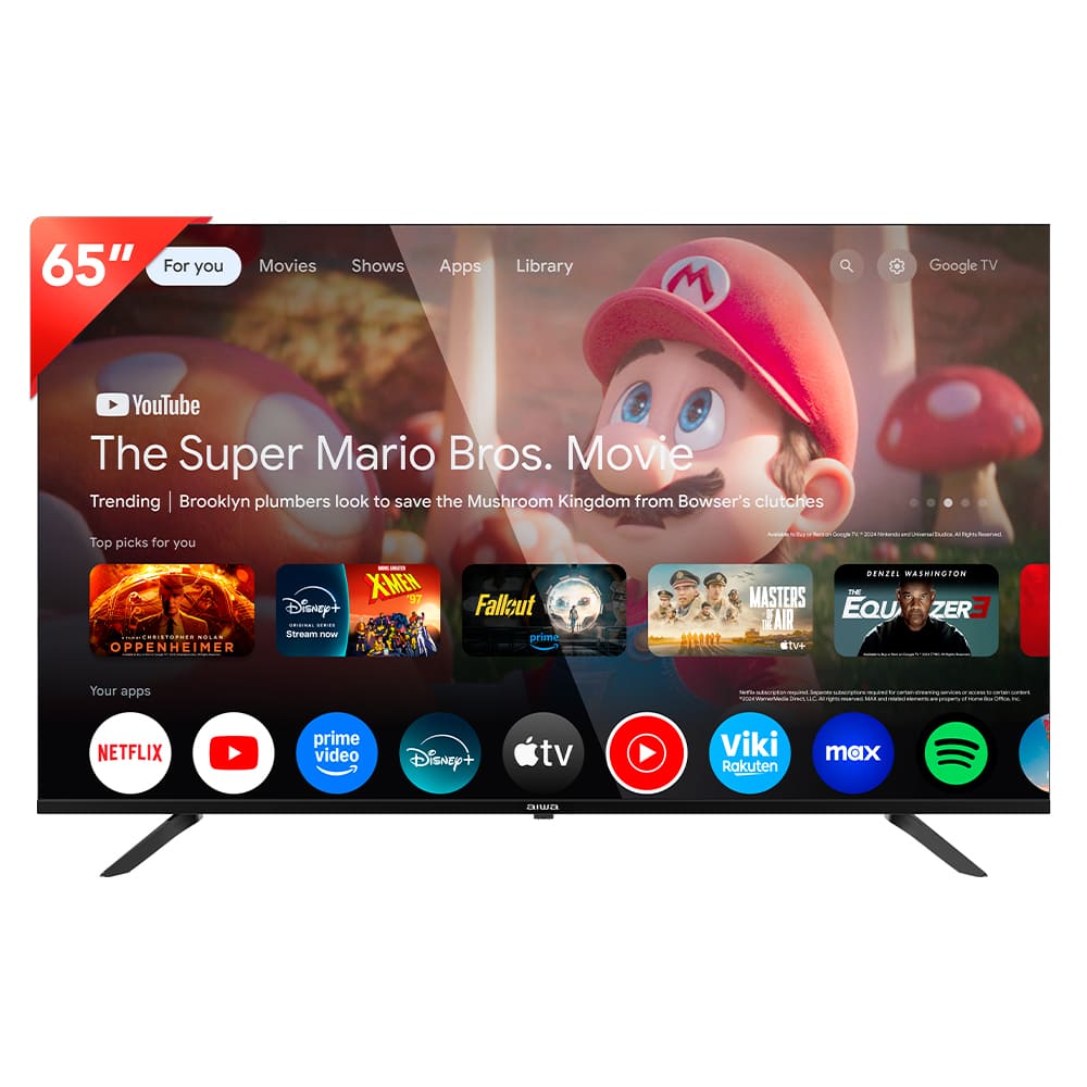 Televisor smart Aiwa 65 pulgadas 4K UHD QLED Google TV AW65B4QSFG