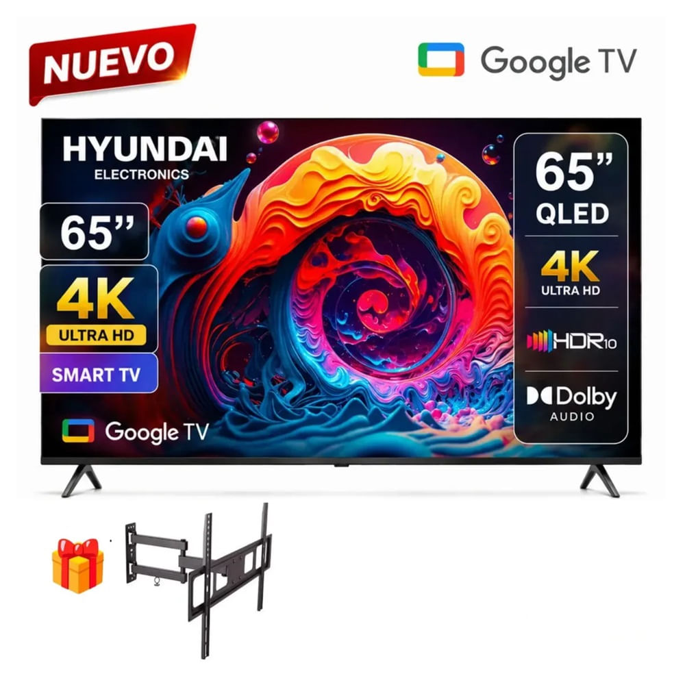Televisor Hyundai 65 HYLED6513QG 4K QLED MAS Rack GIRATORIO