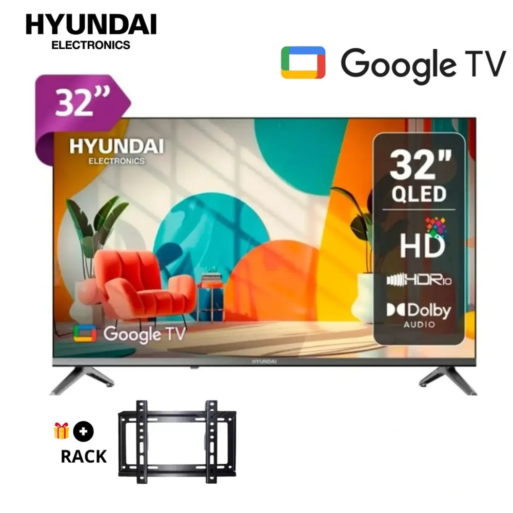 Televisor Hyundai 32 QLED Smart Tv HYLED3259QG mas Adicional un Rack Giratorio