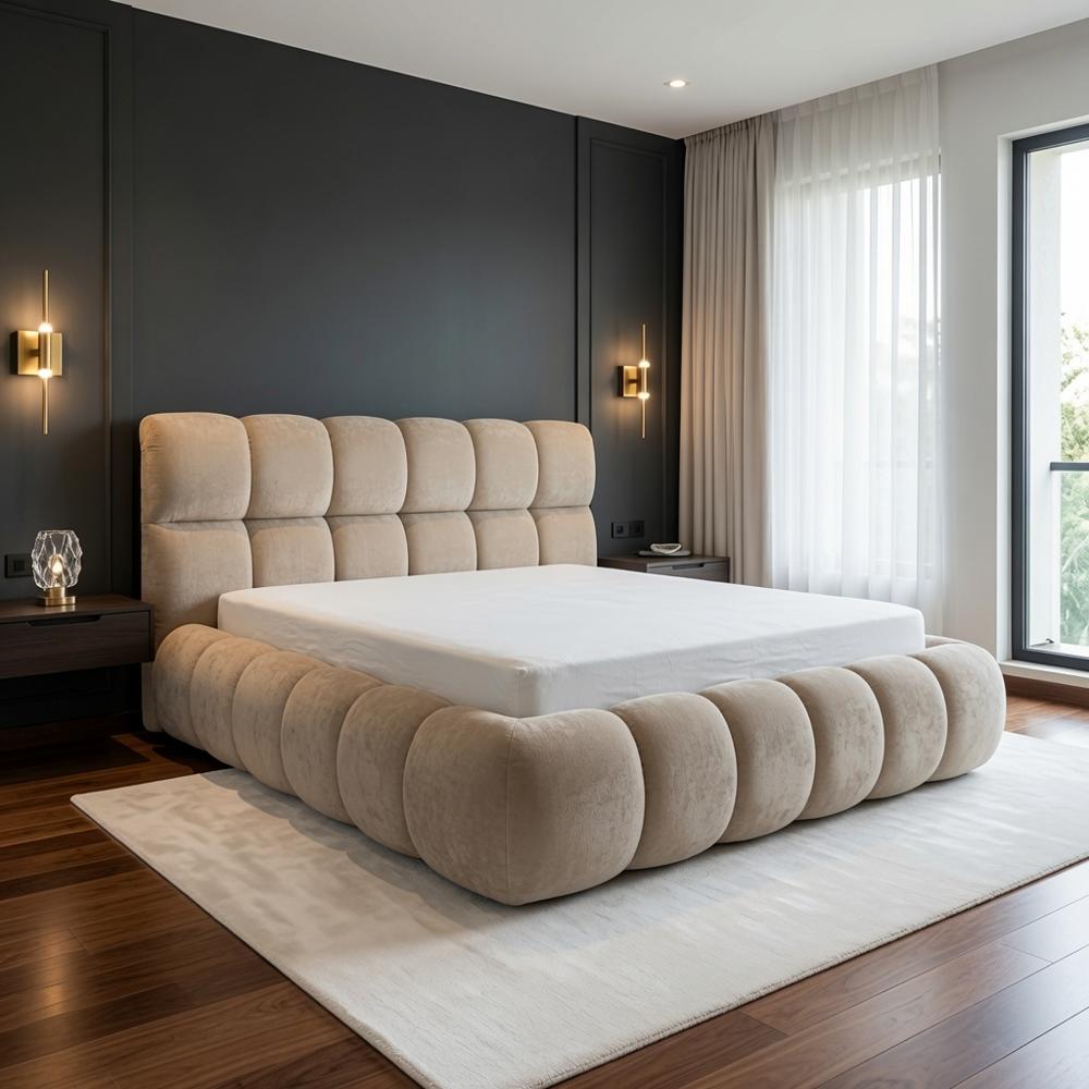 Cama Box Verona King Beige Tarima y Cabecera TU MESITA