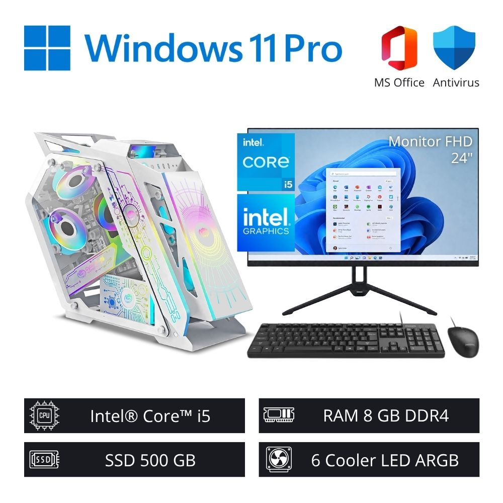 Computadora PC Gamer Intel Core i5 3,50 GHz 8GB RAM 500GB SSD + Monitor 24” FHD