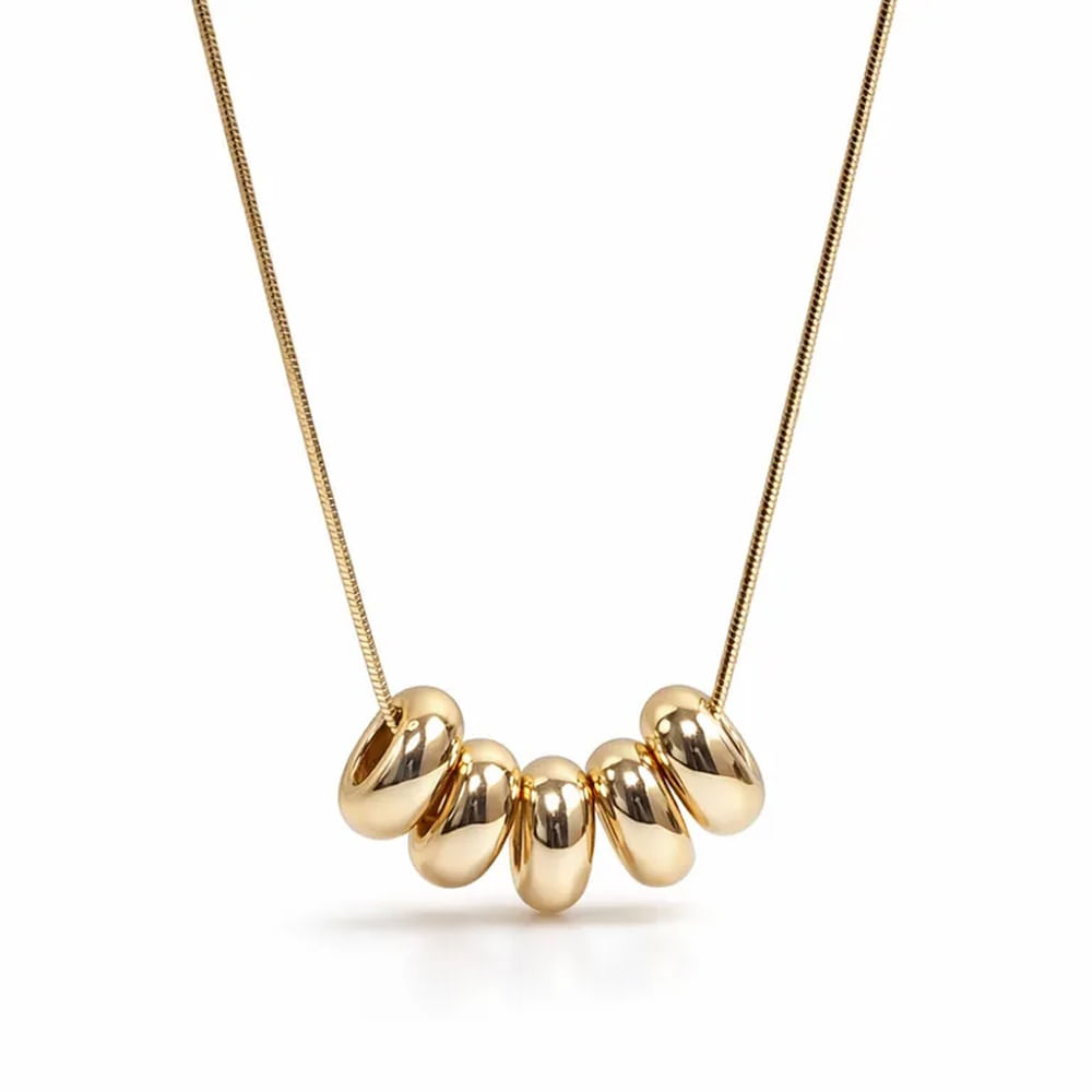 COLLAR CON CUENTAS OVALADAS DORADO