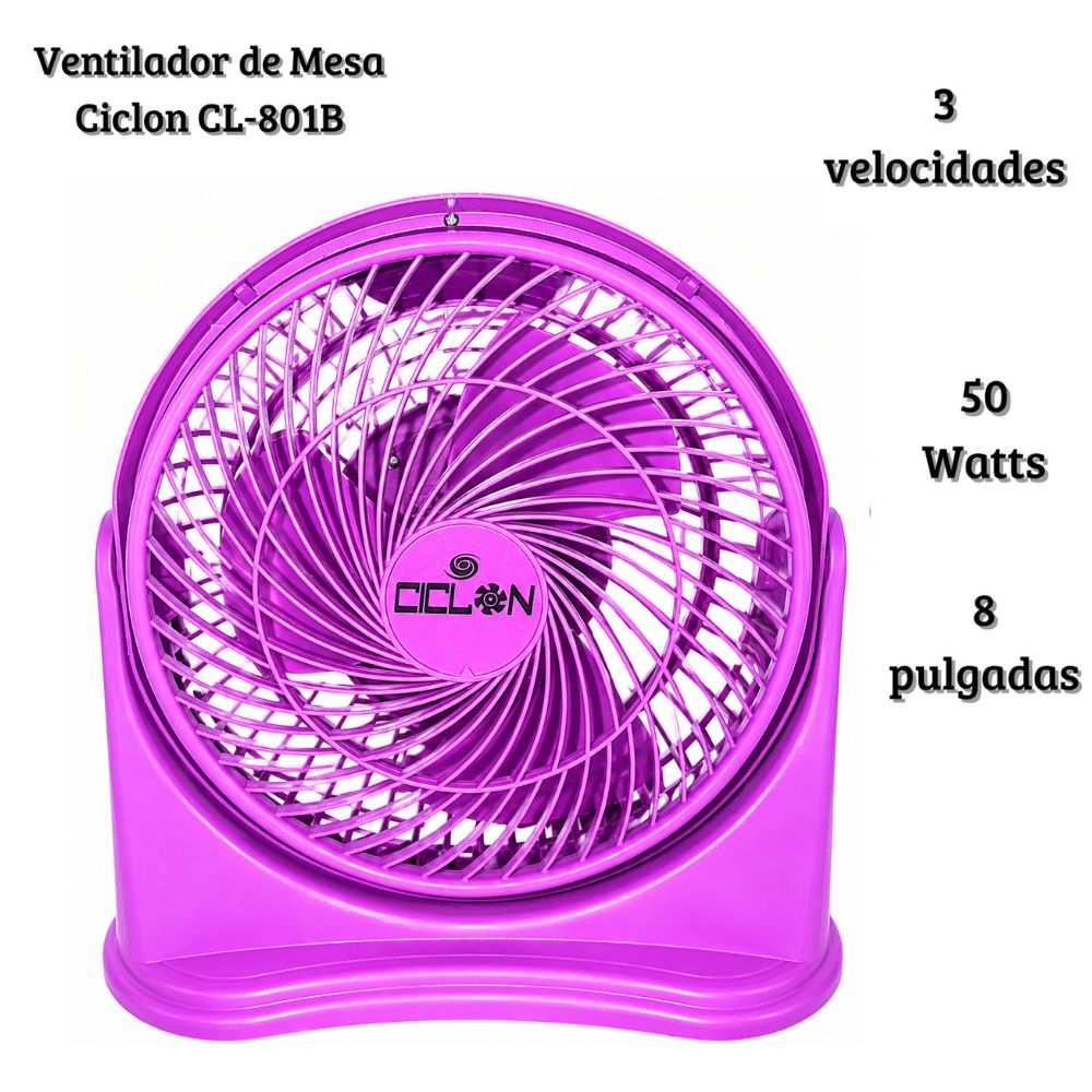 Ventilador D  Mesa Ciclon 8 pulgadas 03 Velocidades Purpura