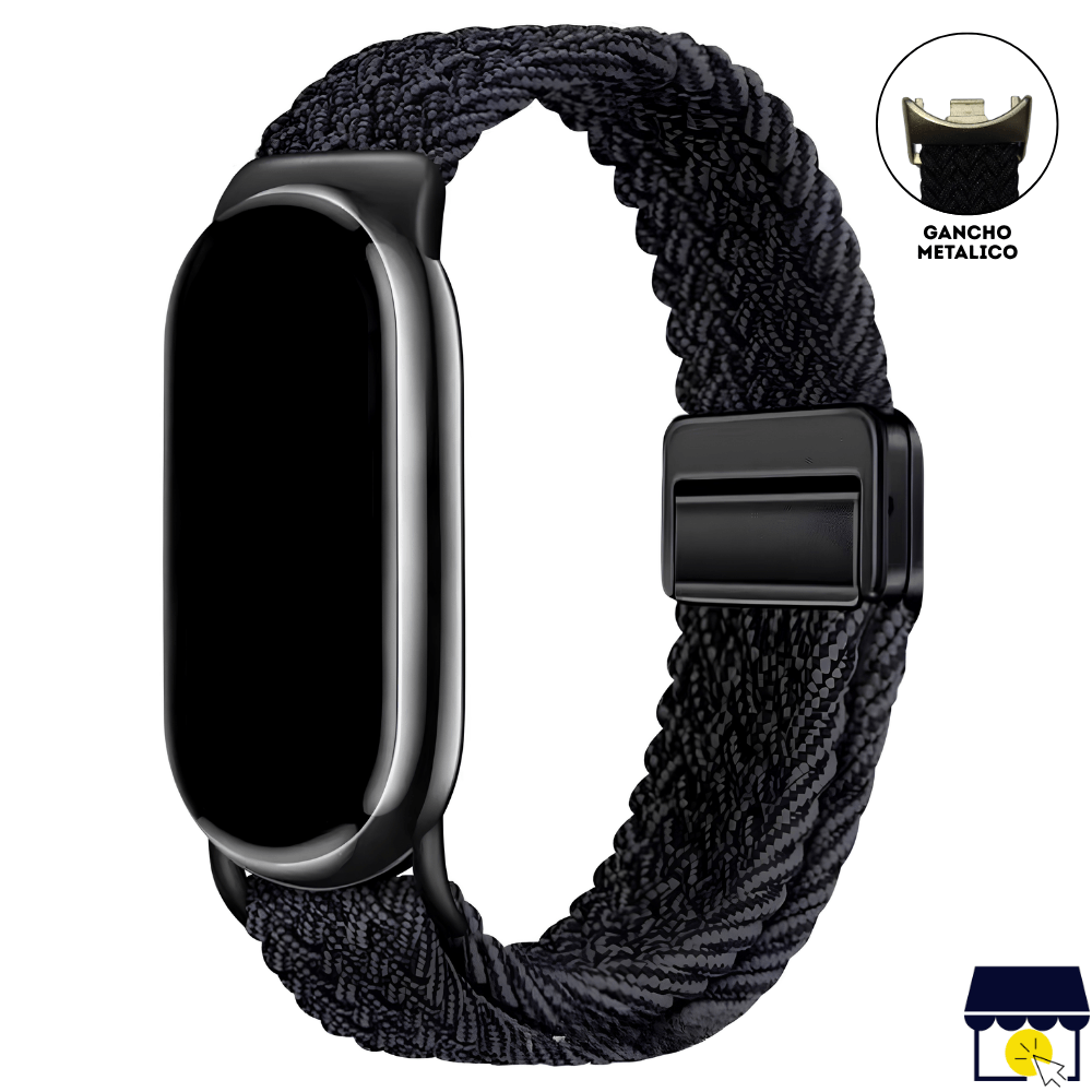 Correa de Nylon para Xiaomi Mi Band 8 - 9 - 10 - Negro brillante