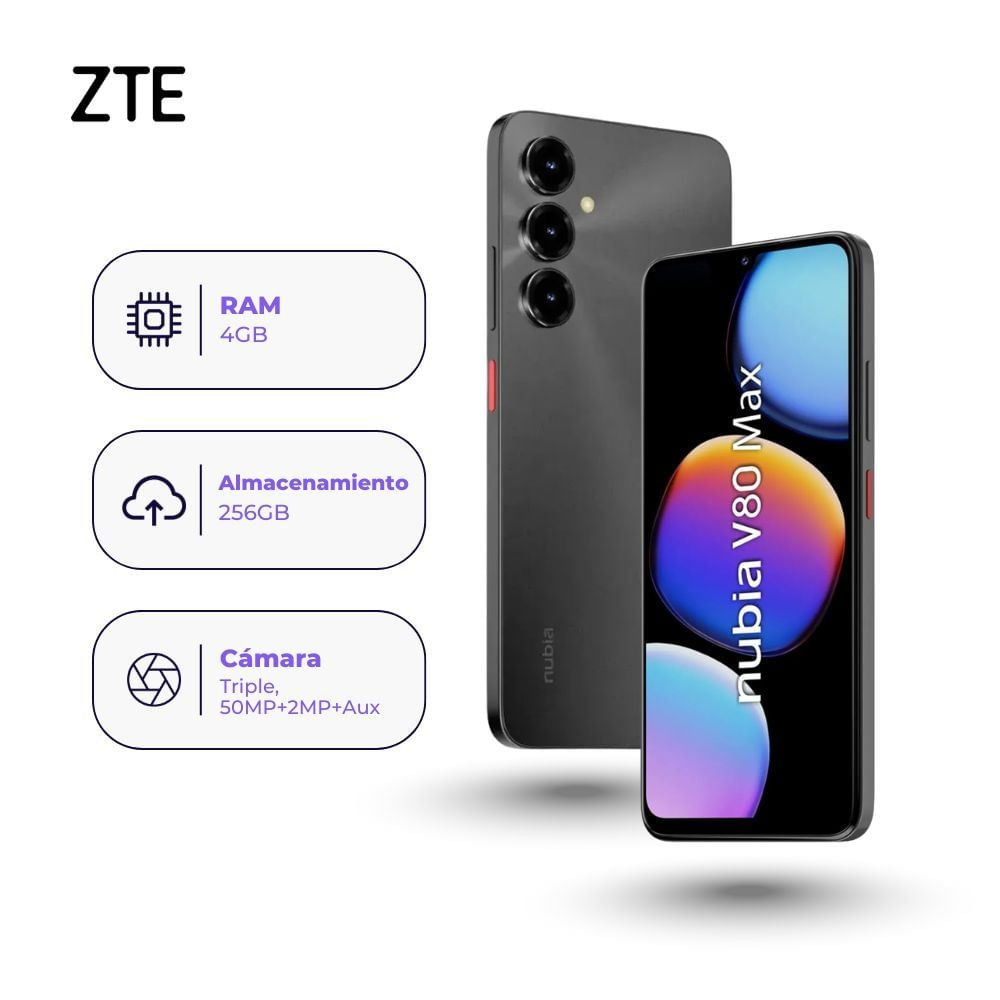 Celular ZTE Nubia V80 MAX 256GB 4GB RAM Black
