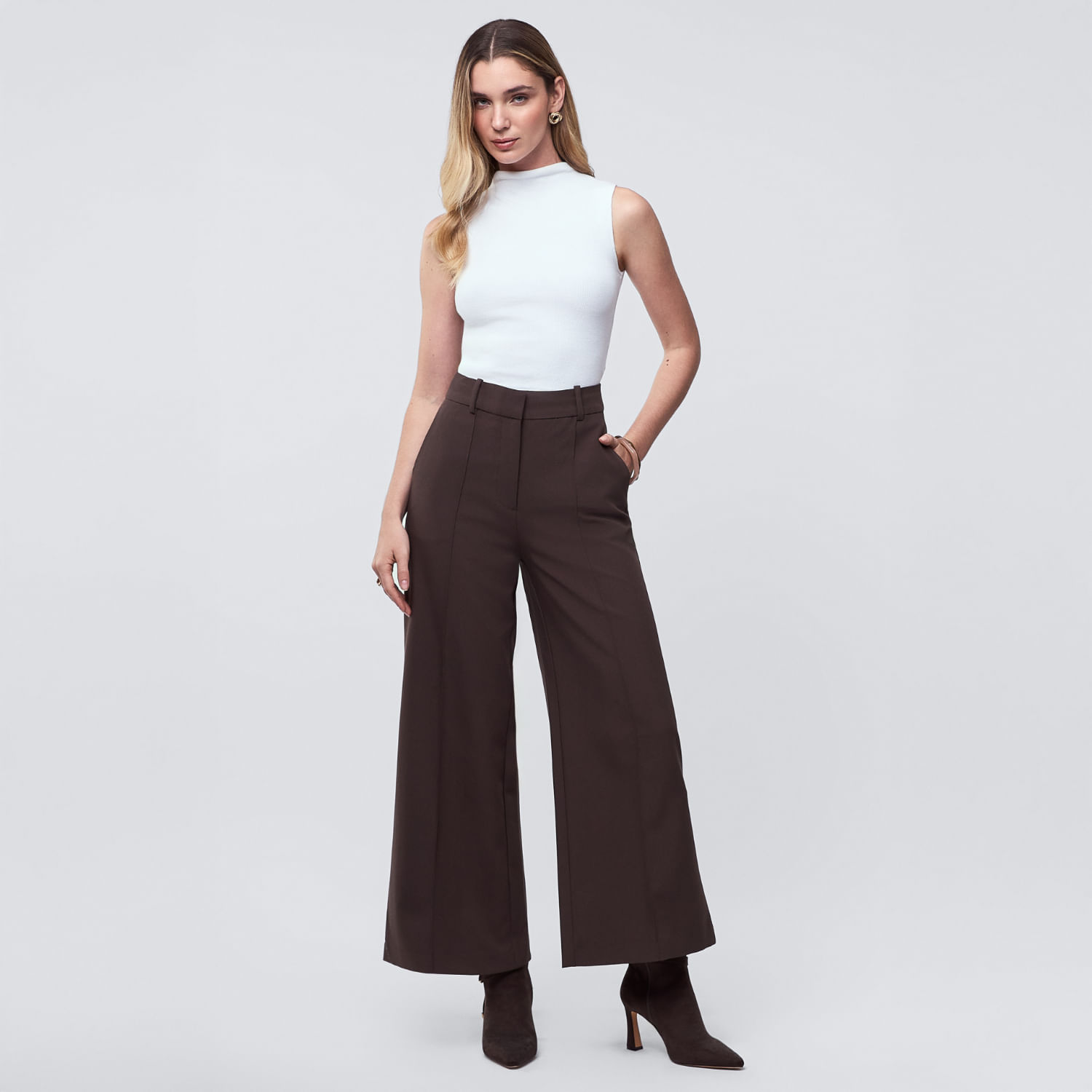 Pantalón Mujer Corte Malabar Marron S