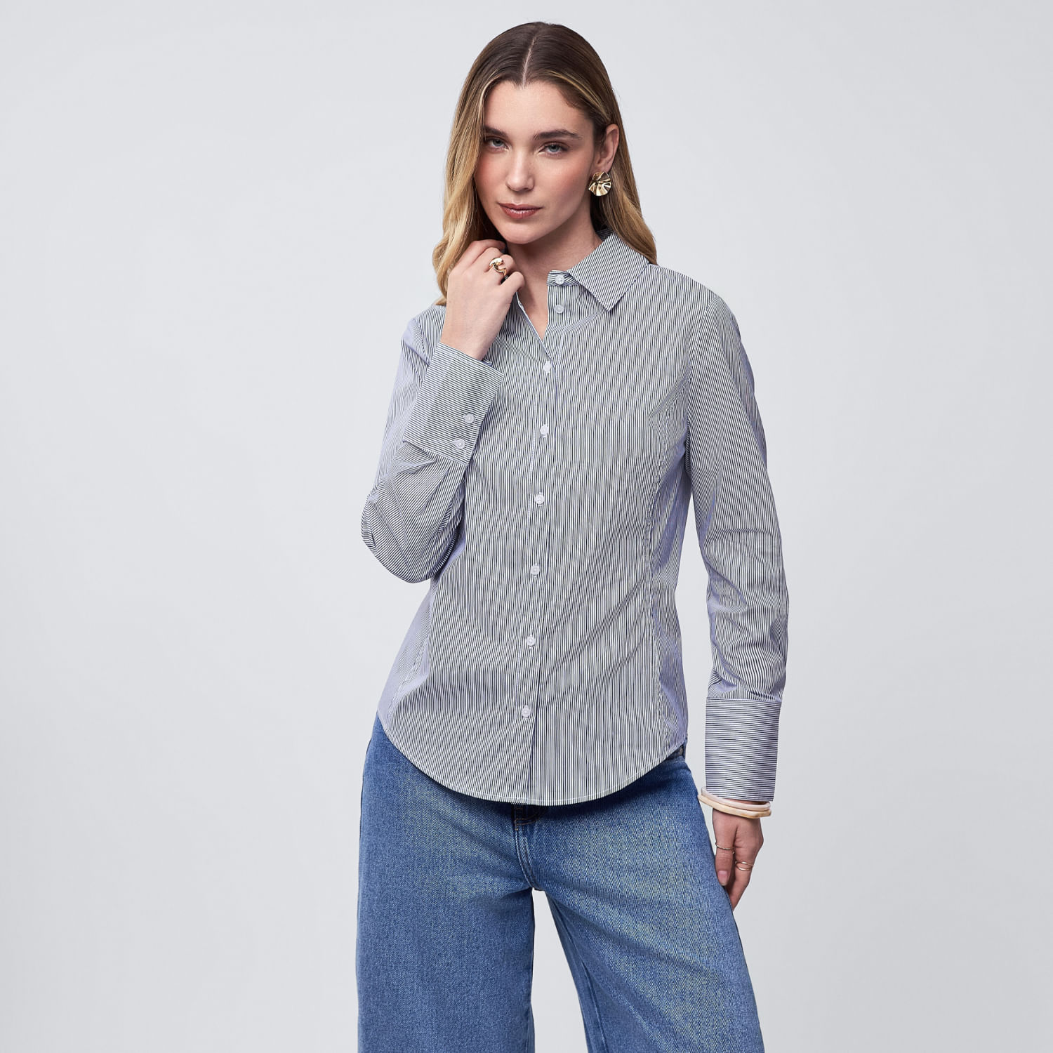 Blusa Mujer Work Malabar Manga Larga Acero S