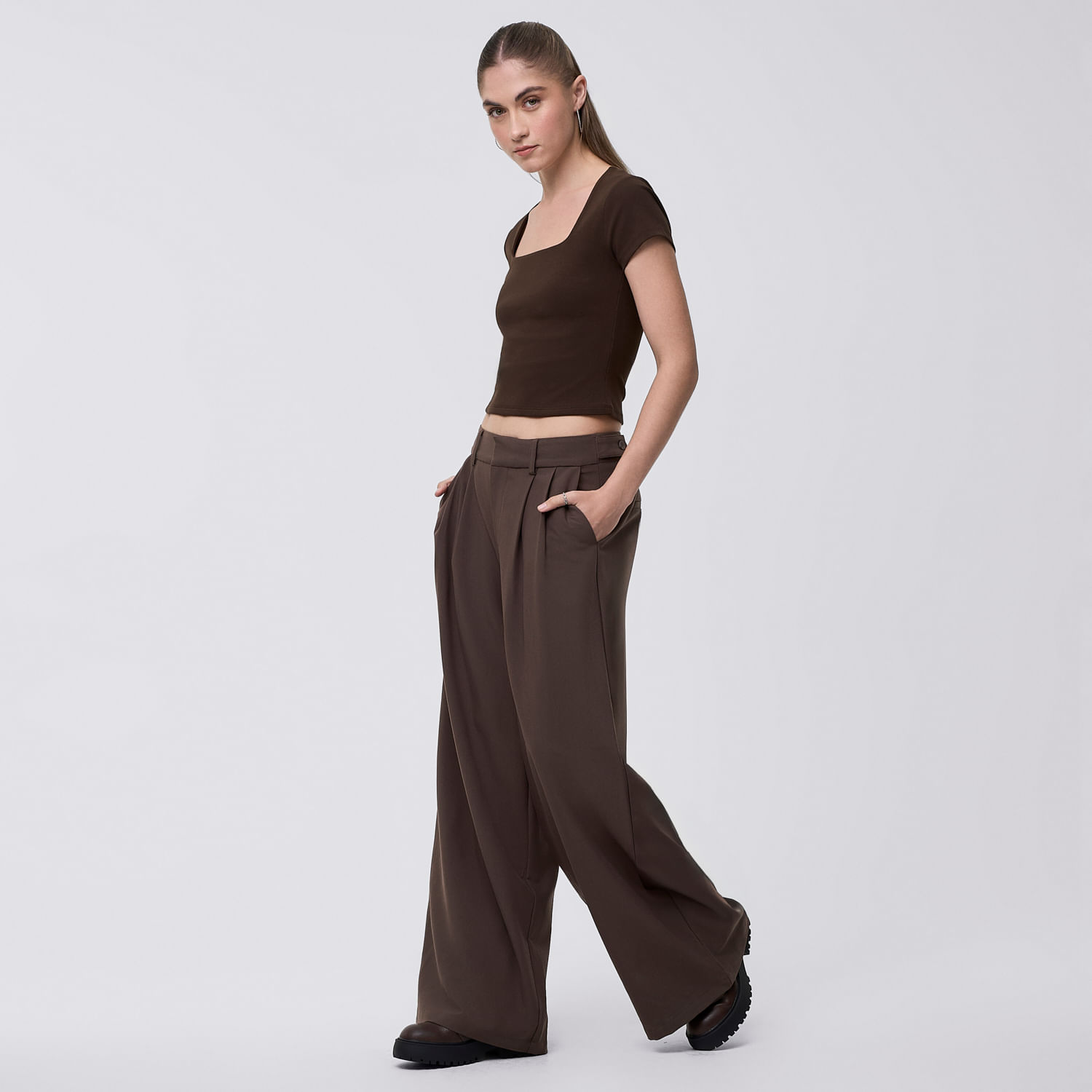 Pantalón Mujer Boton Hypnotic Marron L