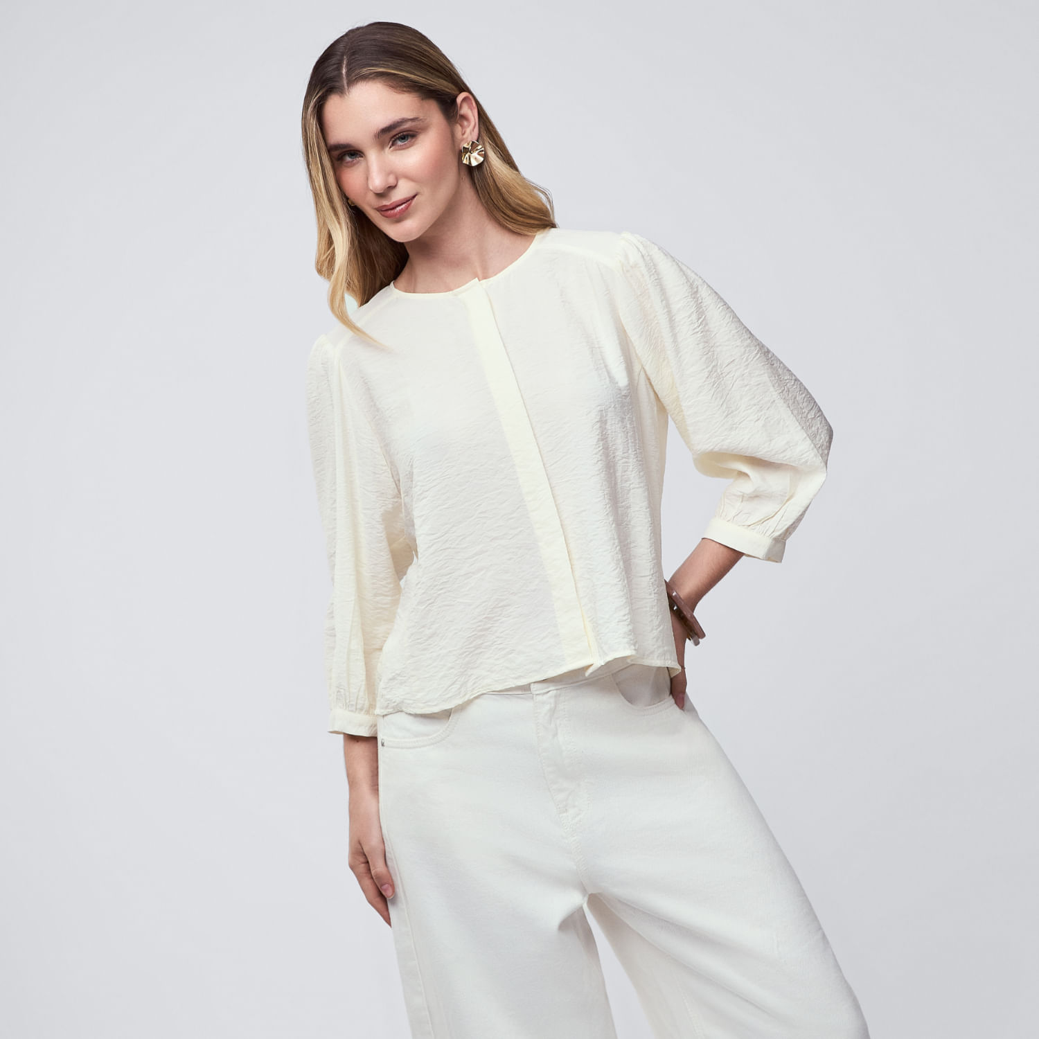 Blusa Mujer Malabar Manga Larga Off White XL