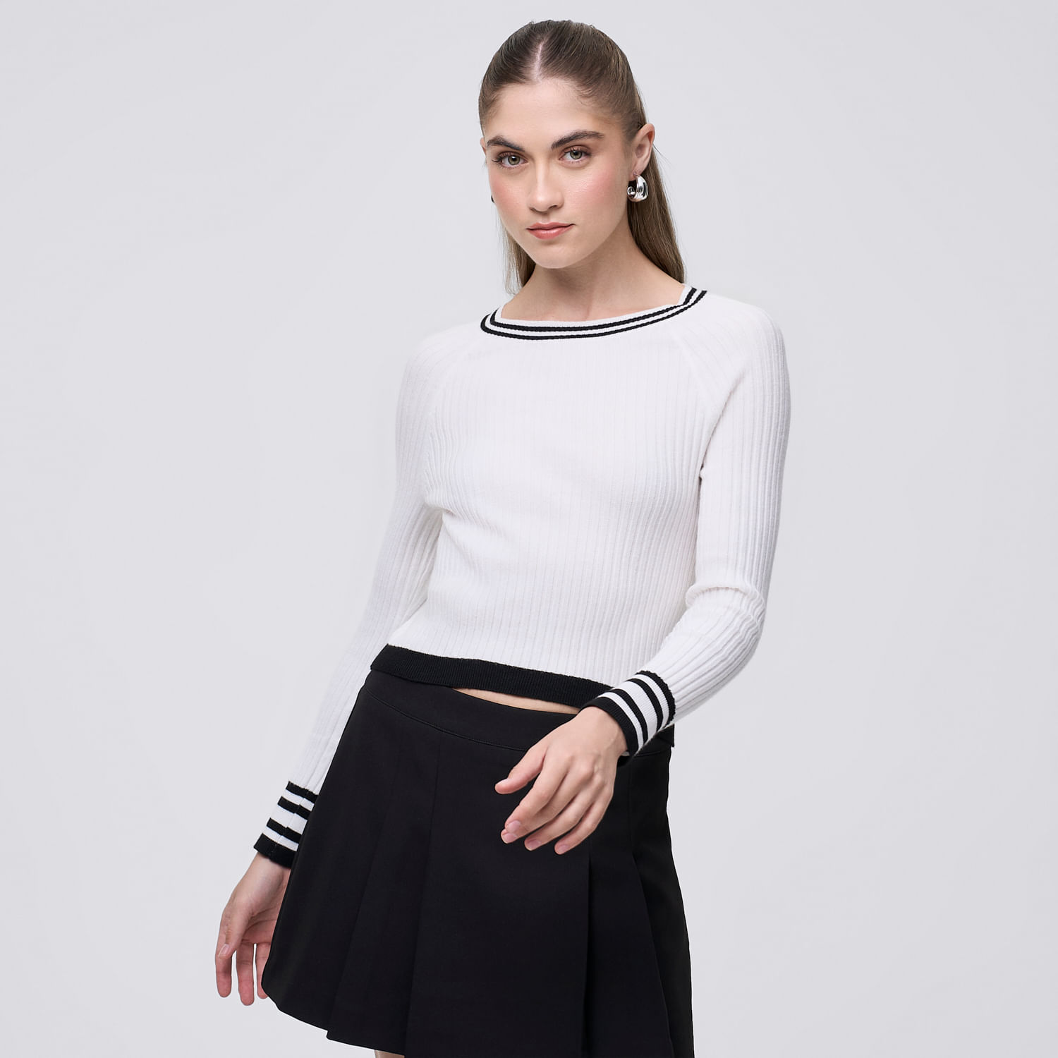 Chompa Mujer Curva Hypnotic Manga Larga Off White M