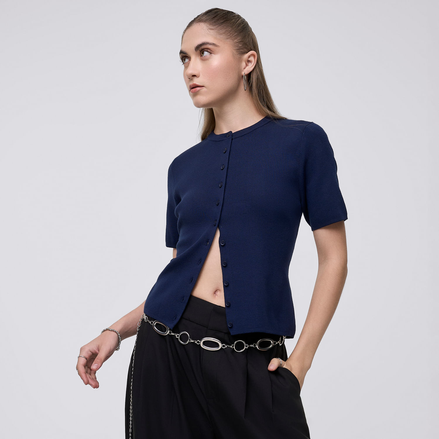 Chompa Mujer Ivon Hypnotic Manga Larga Azul Eléctrico L