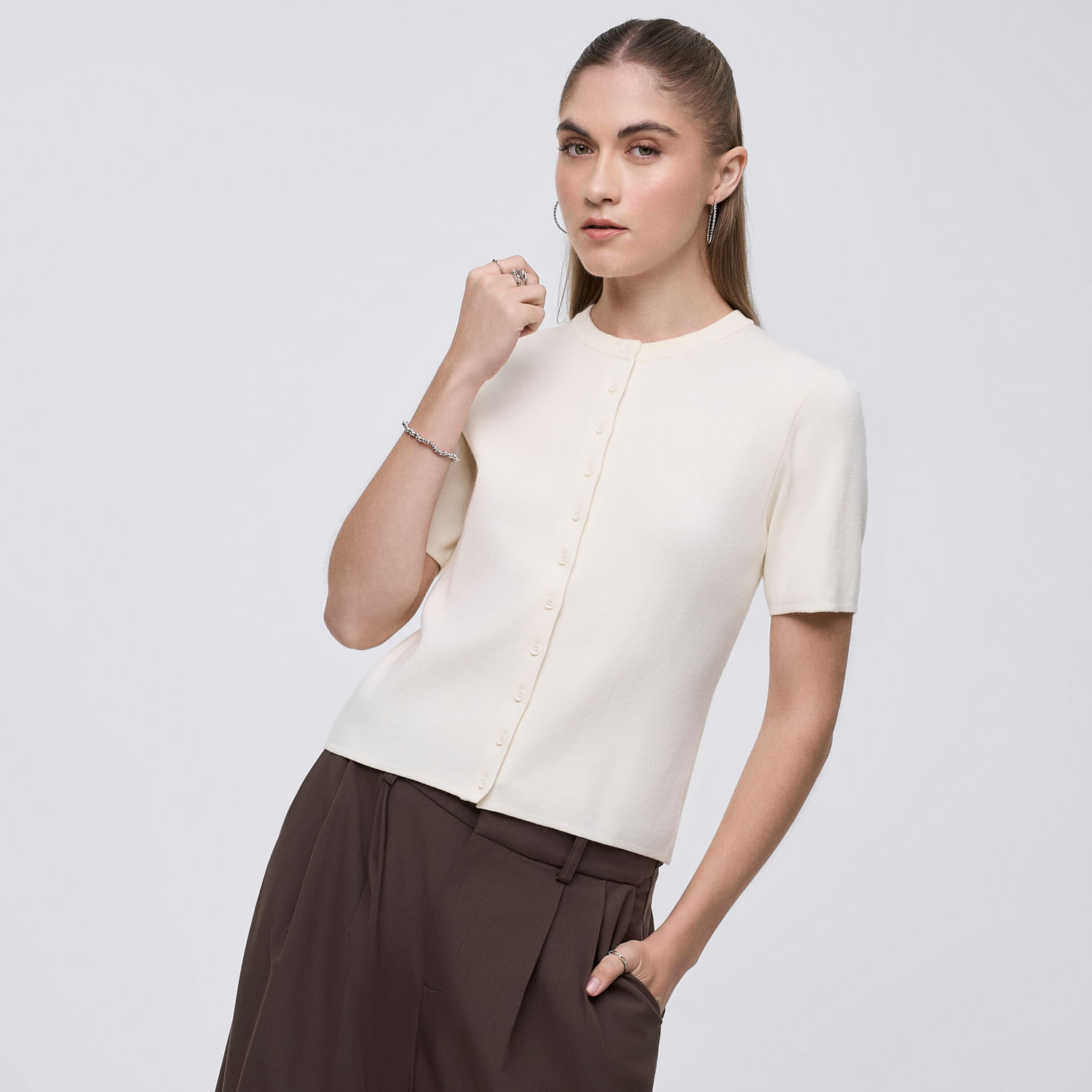 Chompa Mujer Ivon Hypnotic Manga Larga Off White S