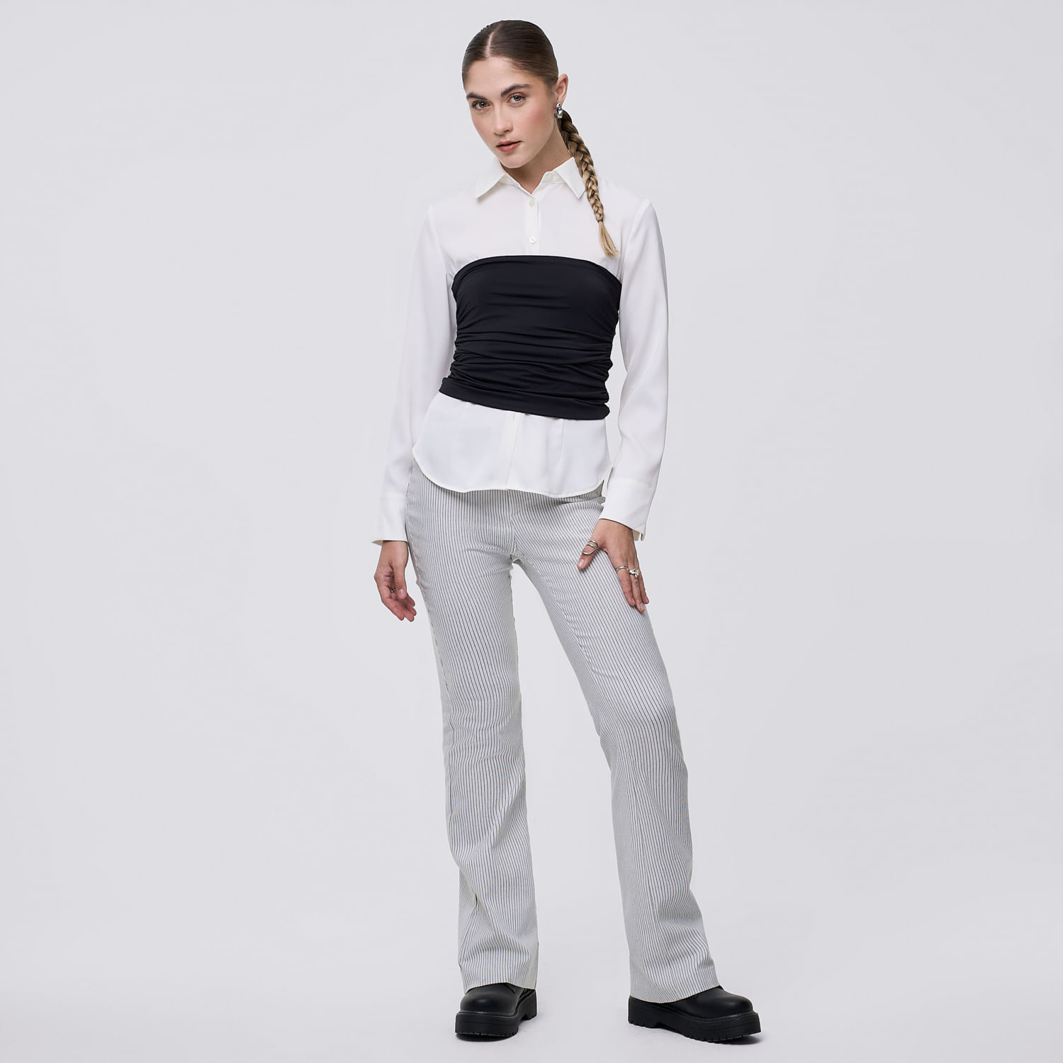 Pantalón Mujer Rayitas Hypnotic Viscosa Gris 30
