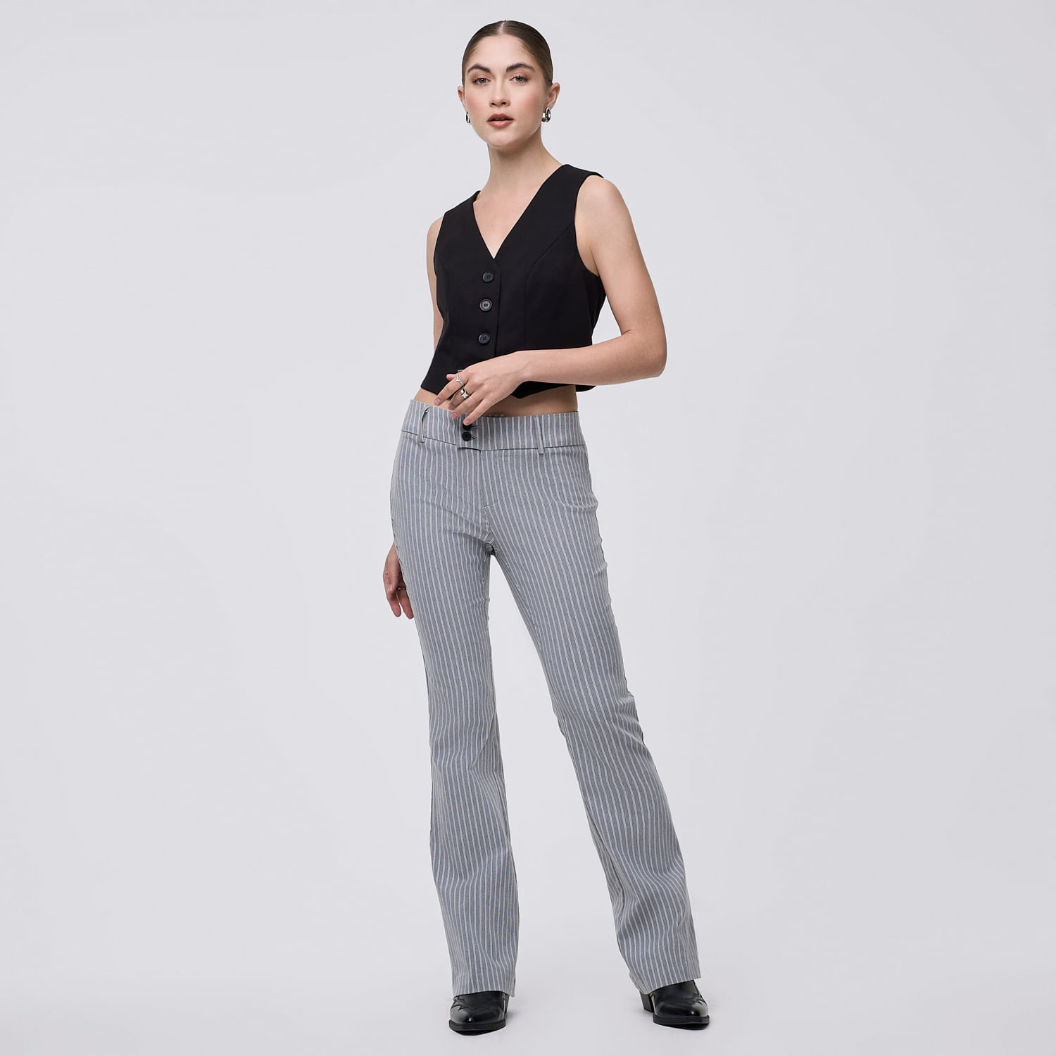 Pantalón Mujer Rayitas Hypnotic Viscosa Topo 34