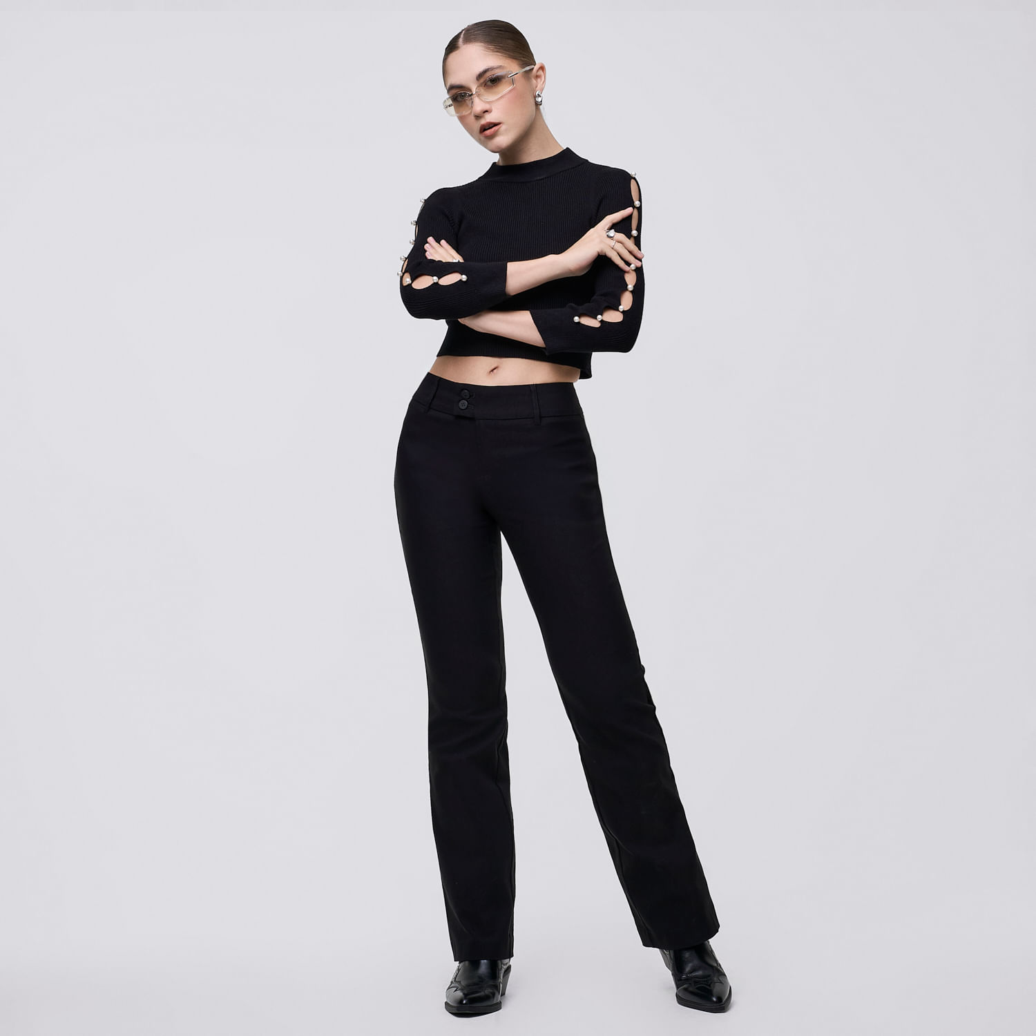 Pantalón Mujer Rayitas Hypnotic Viscosa Negro 30