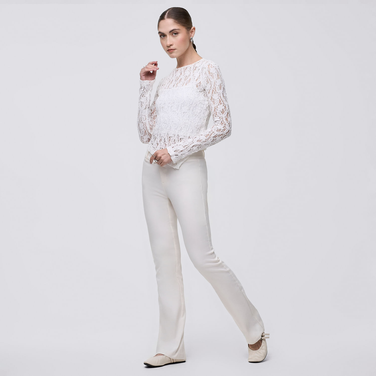 Pantalón Mujer Rayitas Hypnotic Viscosa Blanco 30