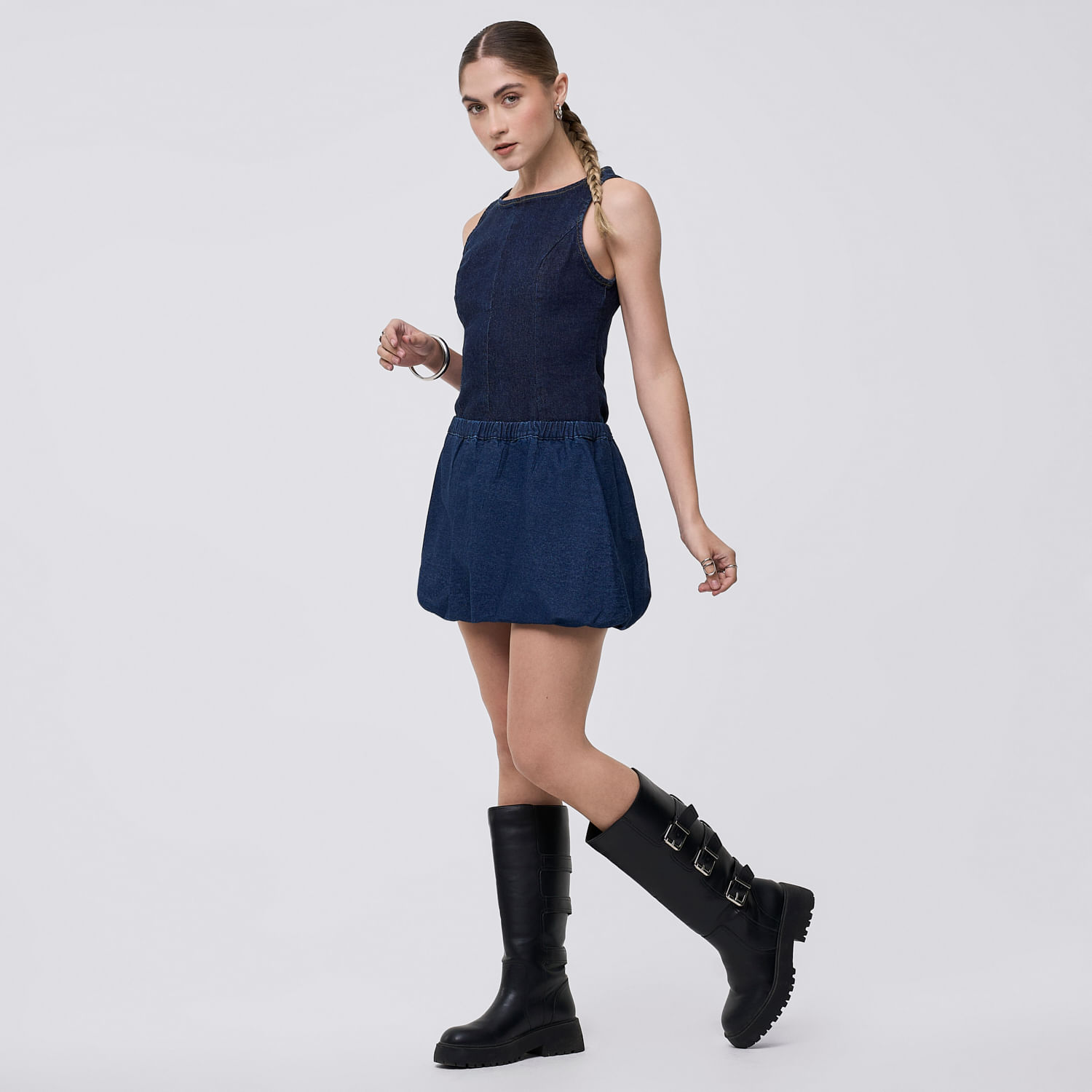 Mini Falda Mujer de Algodón Hypnotic Denim Azul Marino L