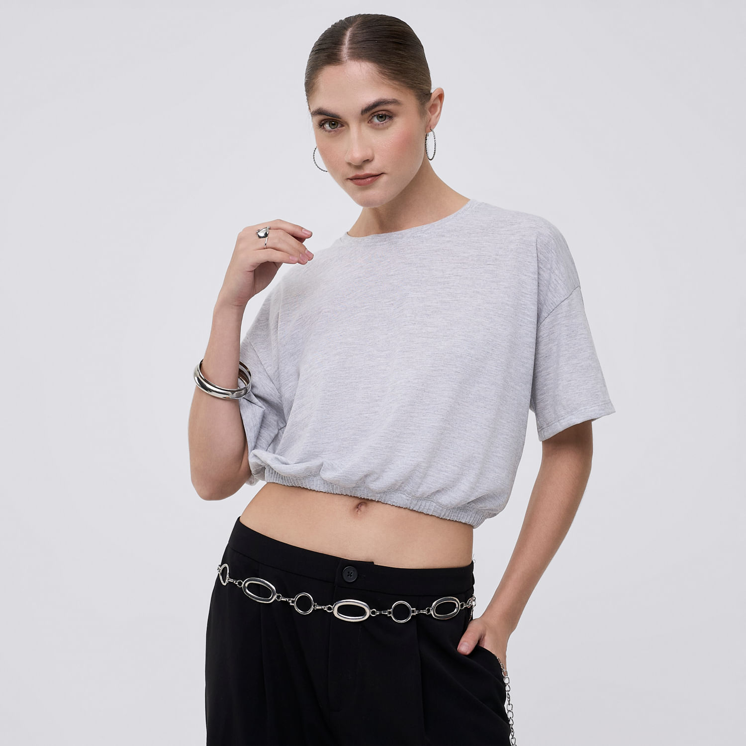 Polo Mujer de Algodón Hypnotic Depor Manga Corta Gris Melange Claro L