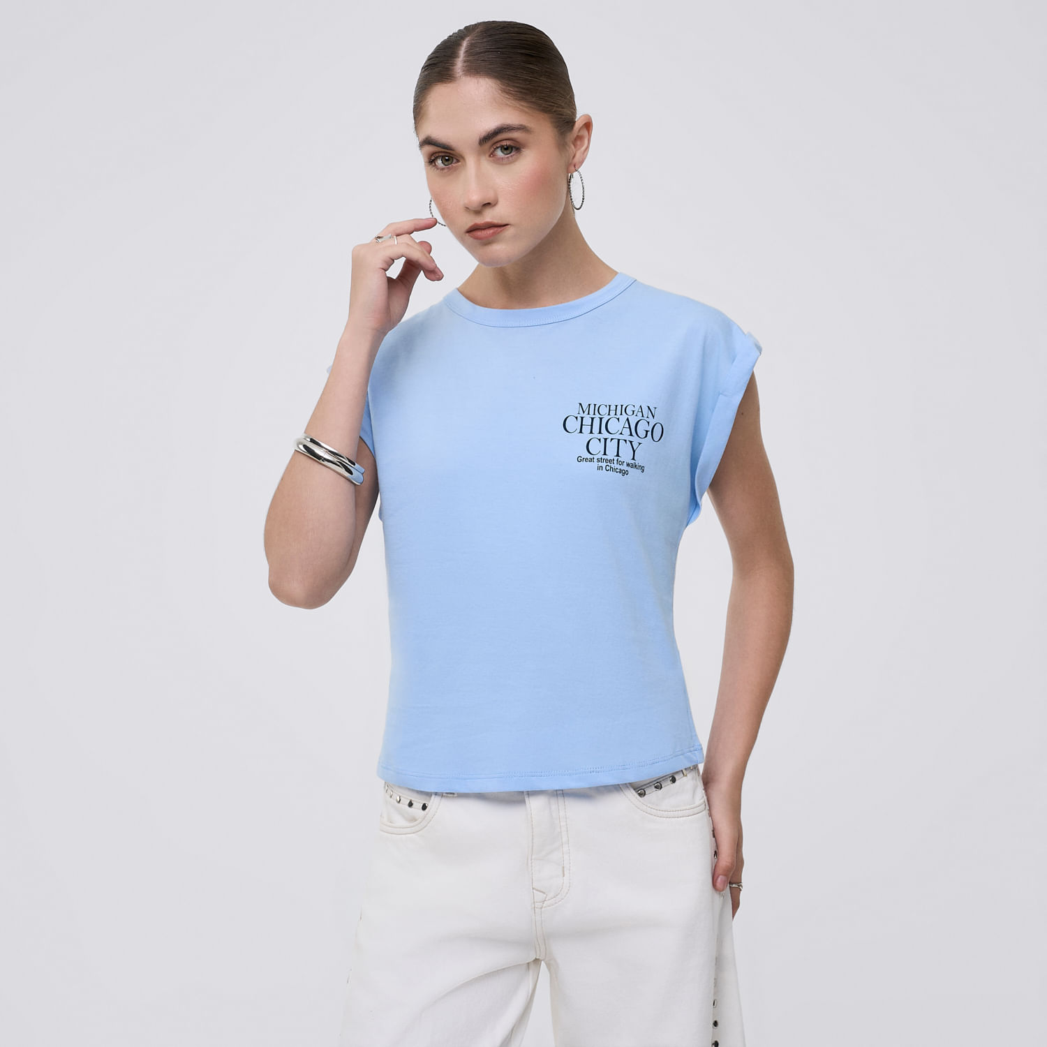 Polo Mujer de Algodón Hypnotic York Sin Manga Celeste Bebé M