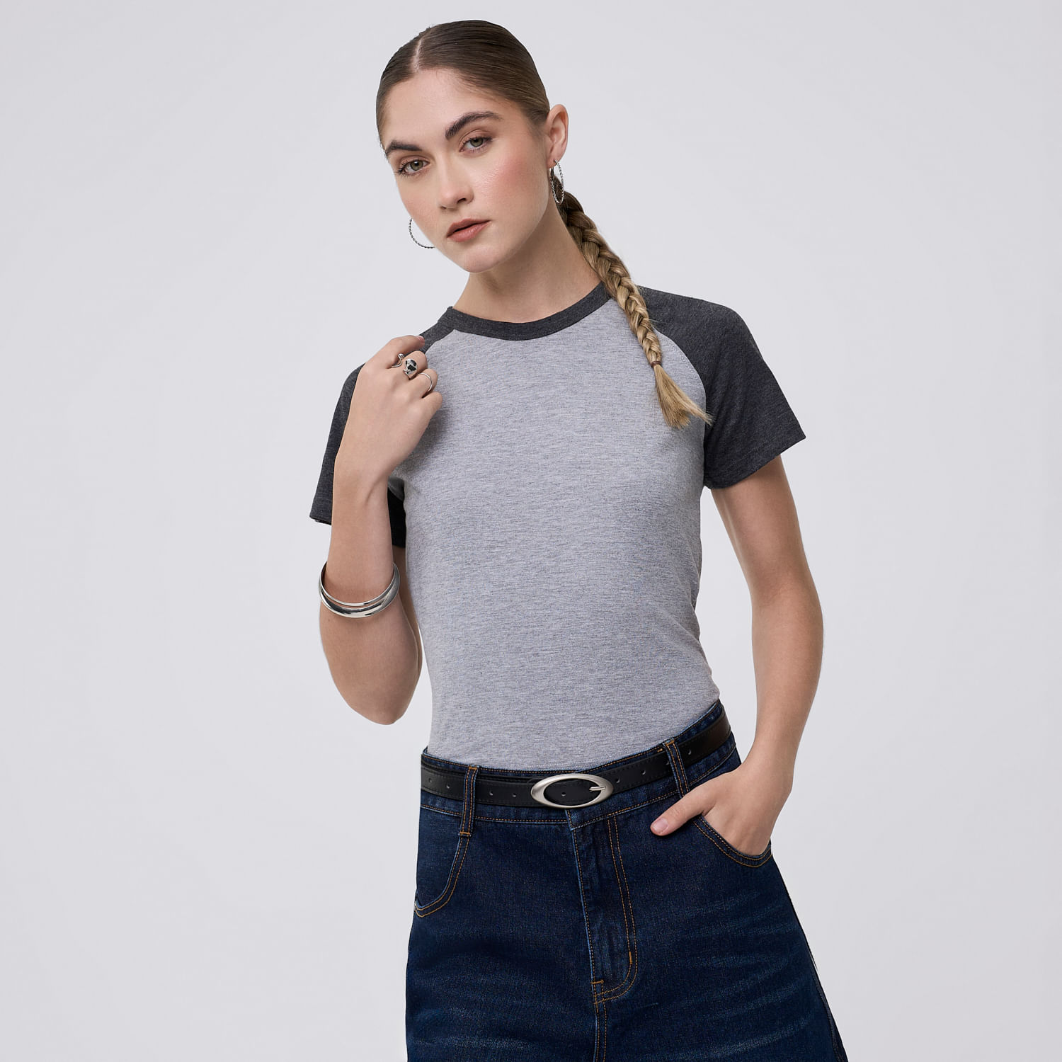 Polo de Algodón Mujer Tamara Hypnotic Manga Corta Gris Melange S