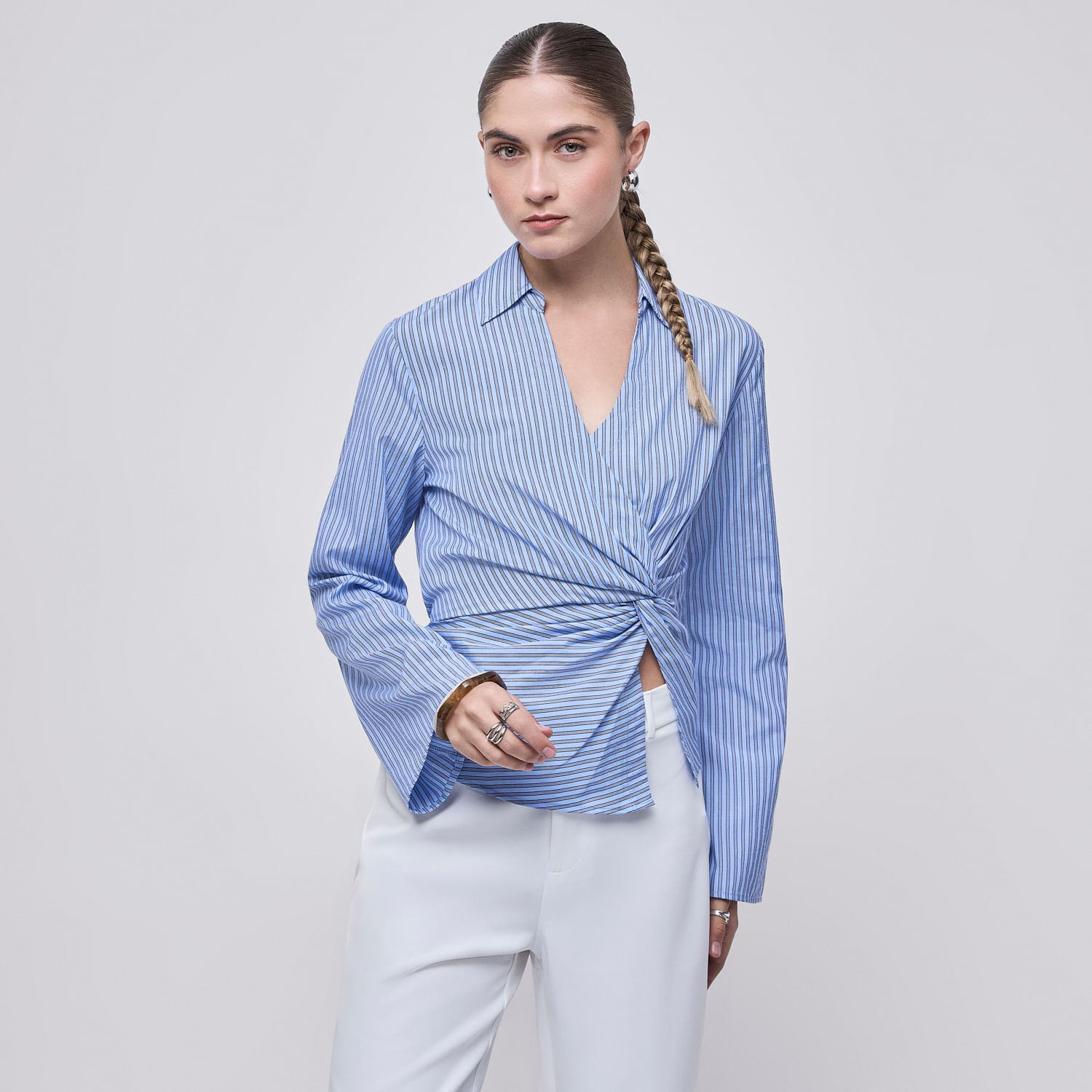 Blusa Mujer Knoty Hypnotic Manga Larga Celeste S