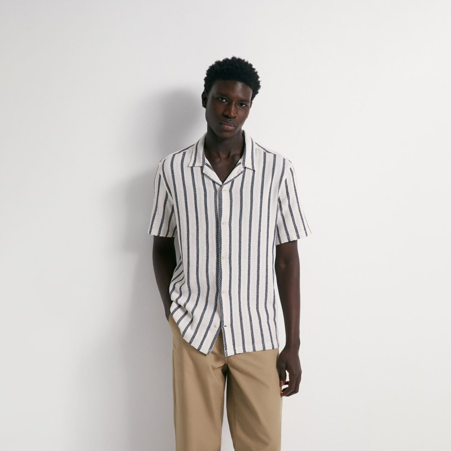 Camisa Hombre Sfera Rústica Rayas Crudo XL