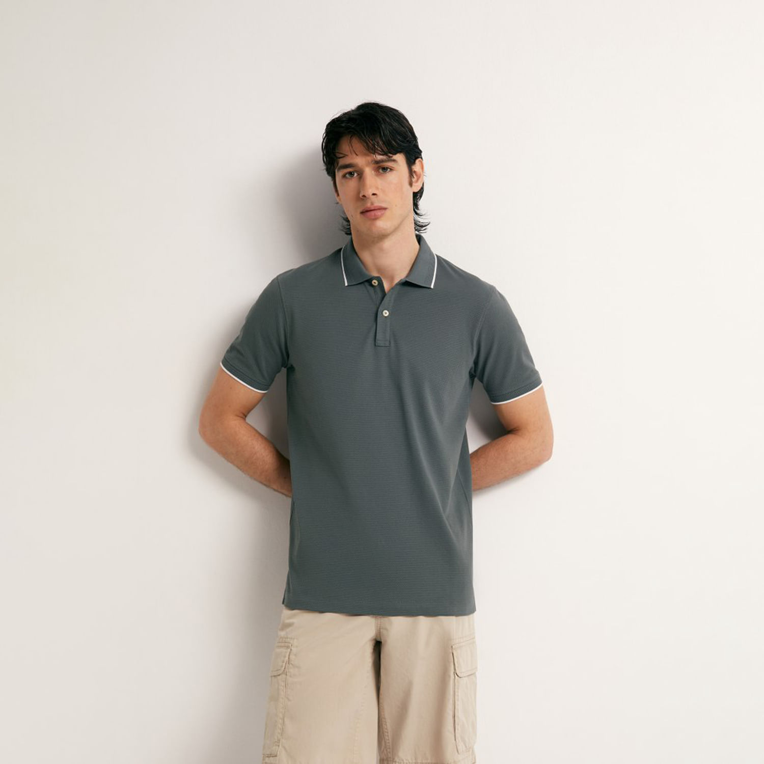 Polo Hombre Sfera Manga Corta Pique Liso Verde XL