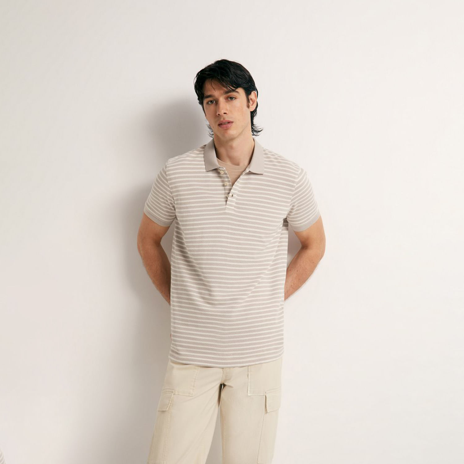 Polo Hombre Sfera Bubble Rayas Piedra