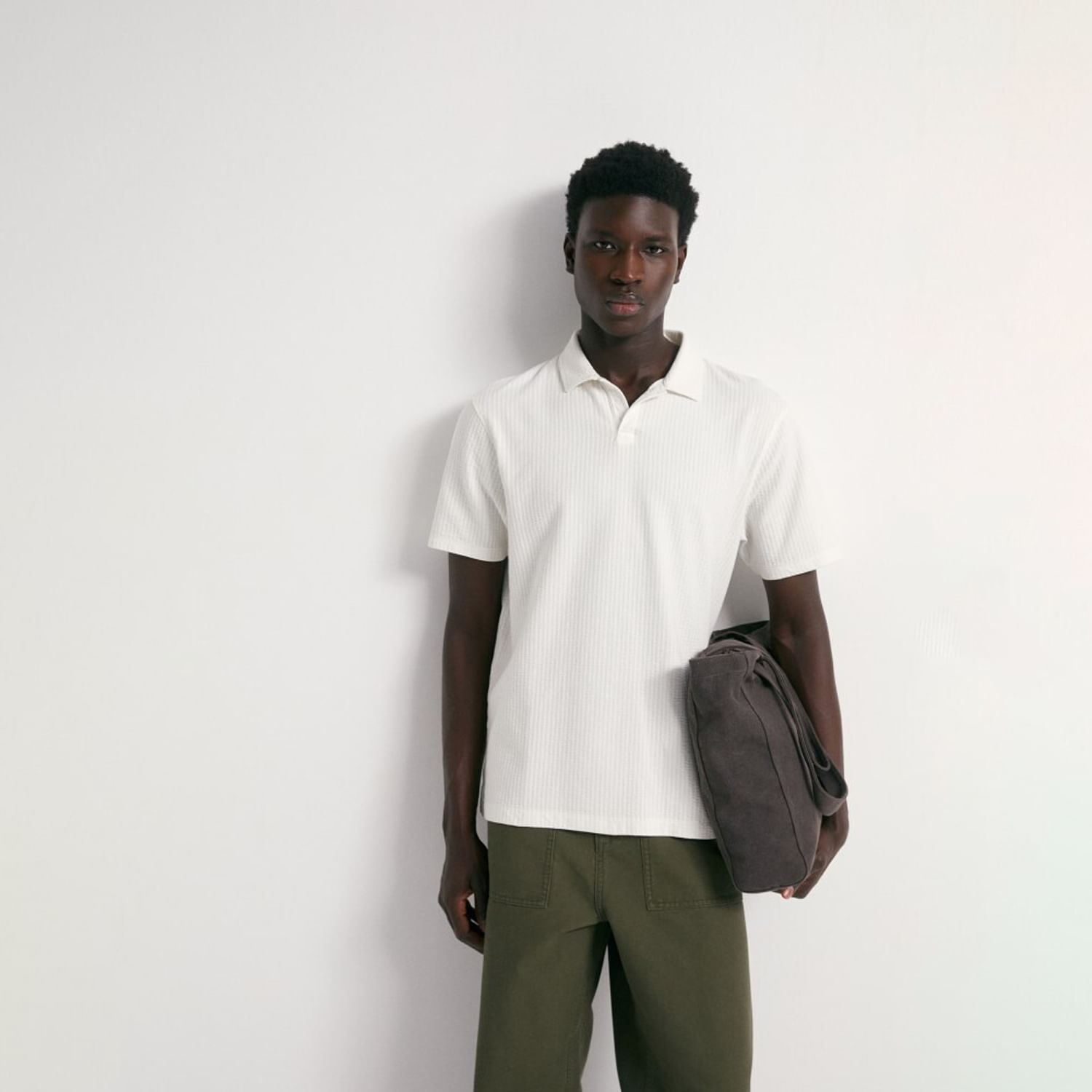 Polo Hombre Sfera Seersucker Blanco M