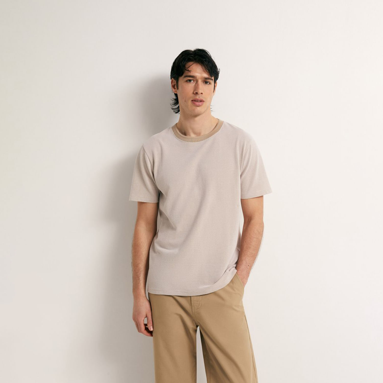 Polo Hombre Sfera Pique Bicolor Tostado XL
