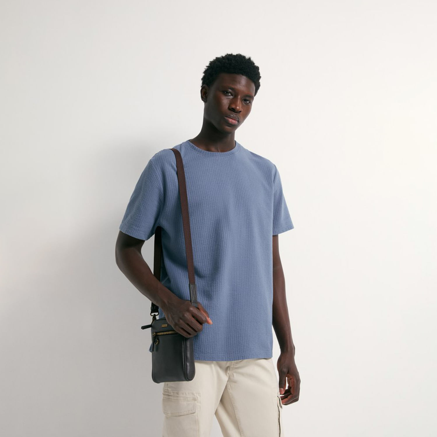 Polo Hombre Sfera Seersucker Azul Petroleo XL